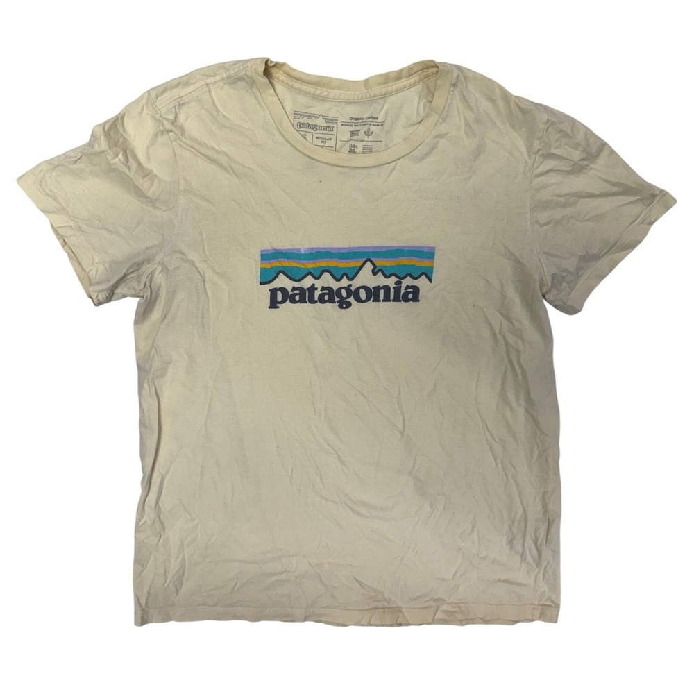 Patagonia Womens Pastel P-6 Logo Organic Crew T-Shirt Cream Small